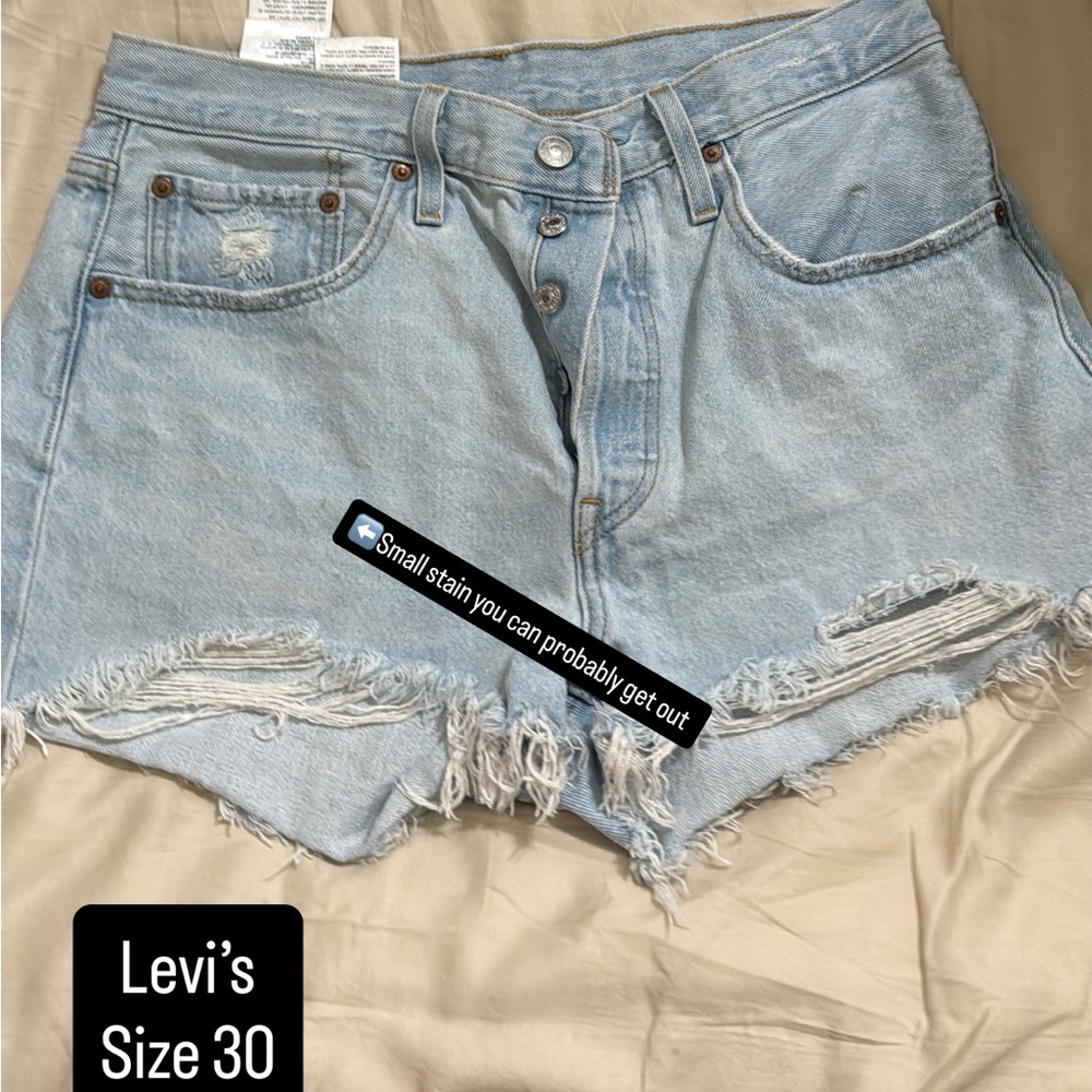 Levi's Light Wash Distressed Denim Cutoff Shorts